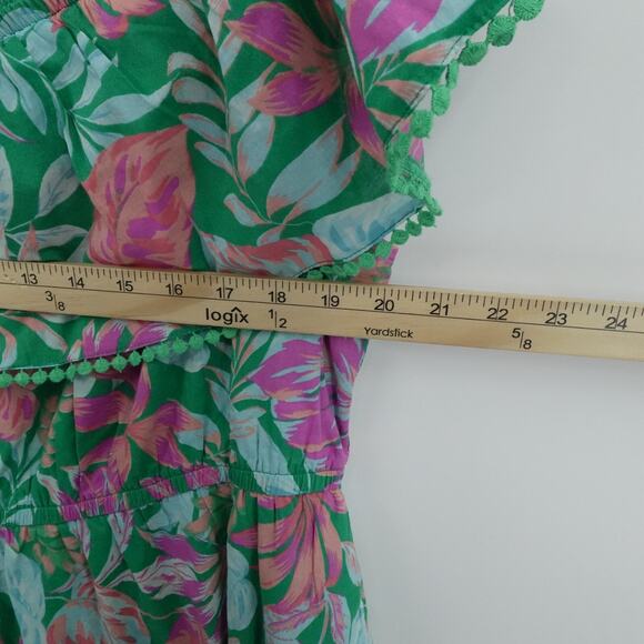 Tropical Ruffle Sundress 2X‎ Off Shoulder Floral Leafy Print Summer Resortwear - Picture 11 of 13